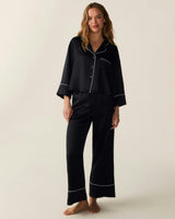 The Celine Silk Pajama Set in Black