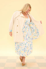 Linden Trench Coat in Blue Bouquet