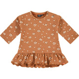 All-Over Floral Print Long Sleeve Drop Waist Dress