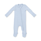 Solid Sheer Blue Rib - 2 Way Zipper Footie