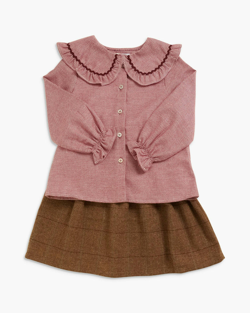 Gaya Blouse Burgundy Minicheck