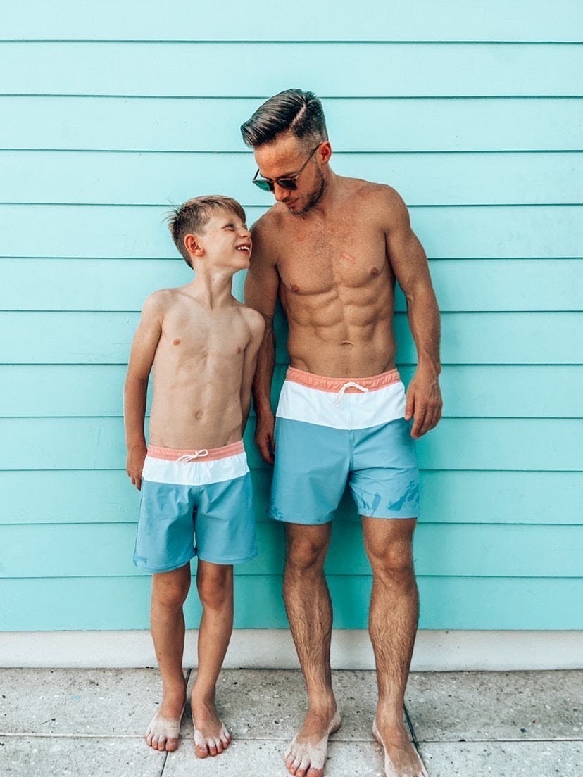 Men's Swim shorts Harry - Light Blue and Pink