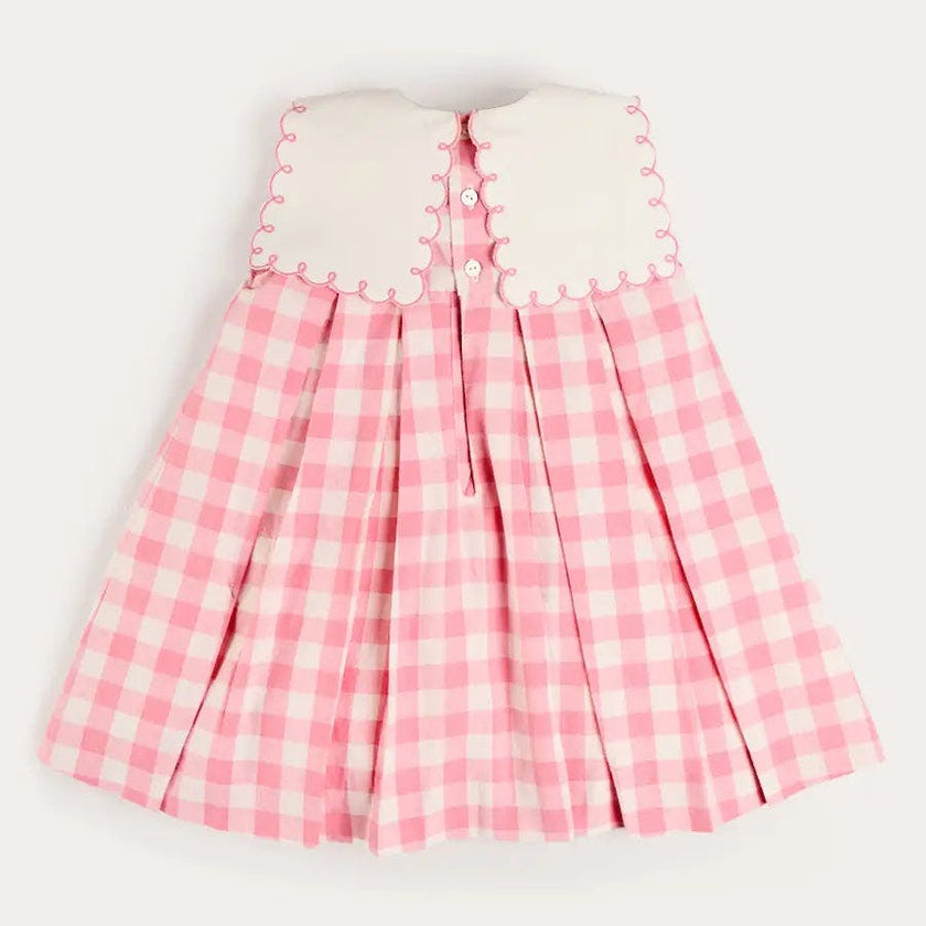 Catherine Gingham Embroidered Sleeveless Trapeze Dress in Pink (12mths- 10yrs)