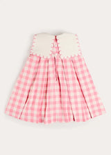 Catherine Gingham Embroidered Sleeveless Trapeze Dress in Pink (12mths- 10yrs)