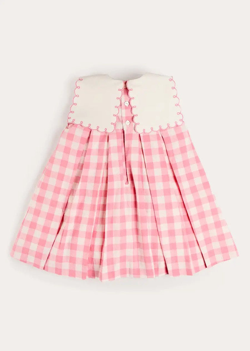 Catherine Gingham Embroidered Sleeveless Trapeze Dress in Pink (12mths- 10yrs)