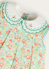 Mabel Floral Layered Scallop Collar Trapeze Dress in Green (12mths- 10yrs)