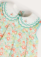 Mabel Floral Layered Scallop Collar Trapeze Dress in Green (12mths- 10yrs)
