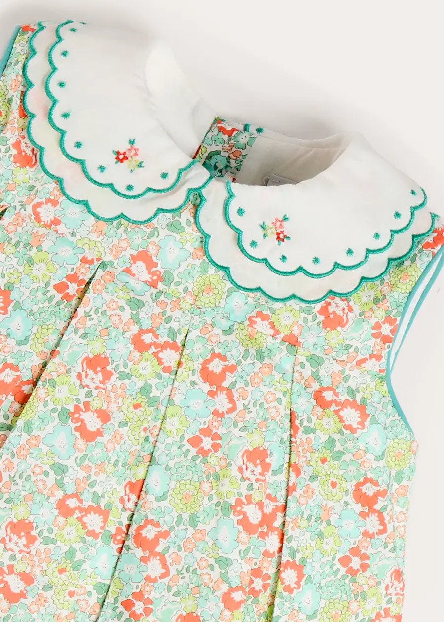Mabel Floral Layered Scallop Collar Trapeze Dress in Green (12mths- 10yrs)