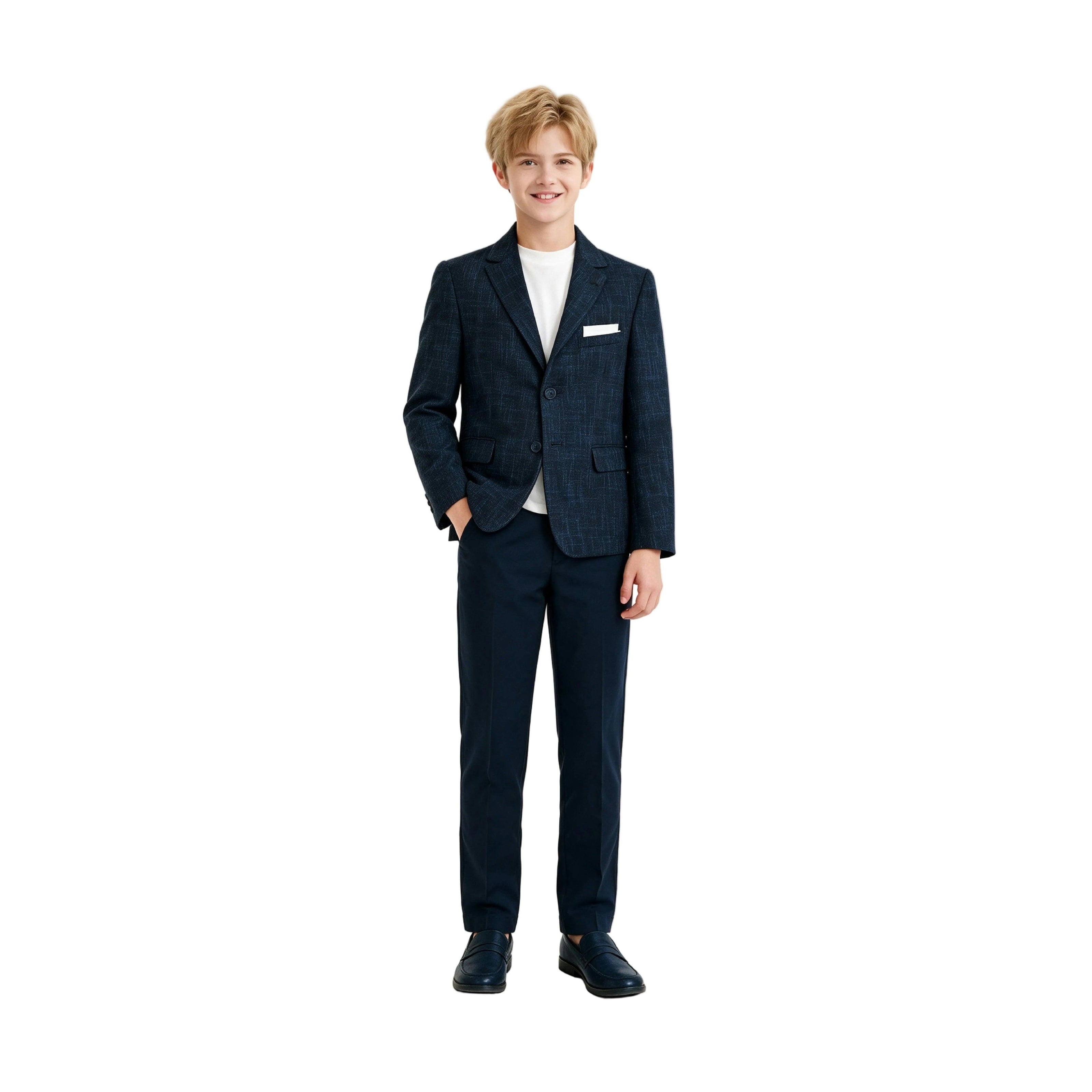 Blue Benjamin Textured Pattern Blazer Suit Set