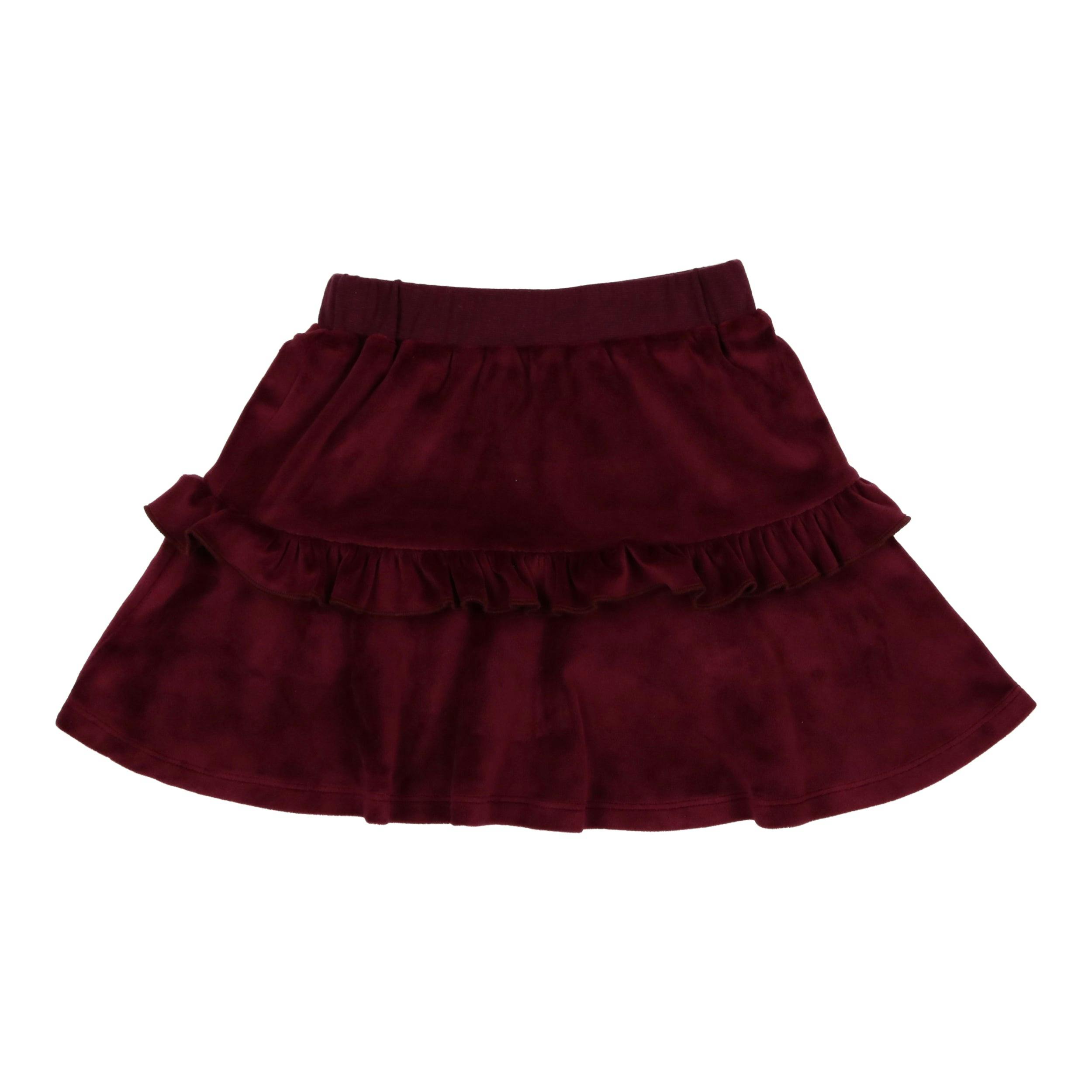 Velour Tired Ruffle A-Line Short Skirt
