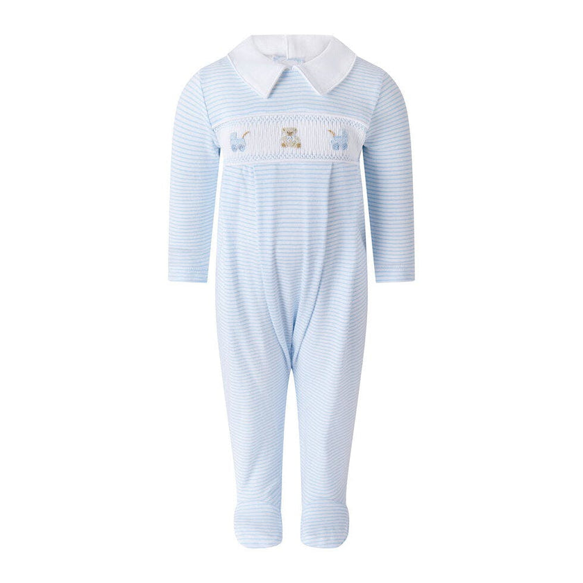 Pima Blue Pram Embroidered Footie