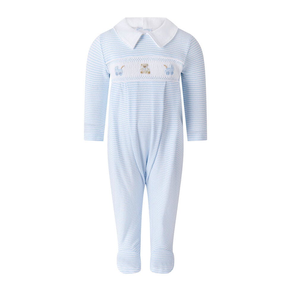 Pima Blue Pram Embroidered Footie