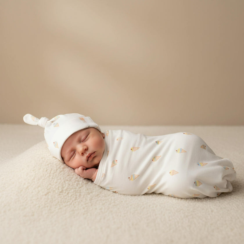 Organic Swaddle Blanket & Hat Set