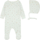 Pointelle Printed Wrap Footie And Bonnet, Girls