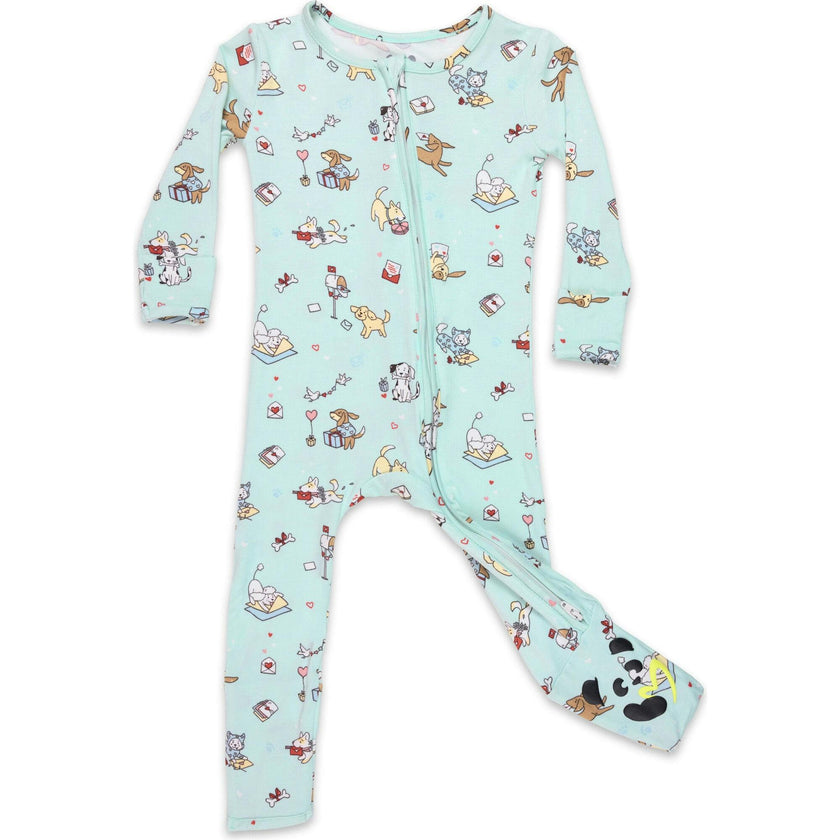 Valentines Pups Bamboo Convertible Footie