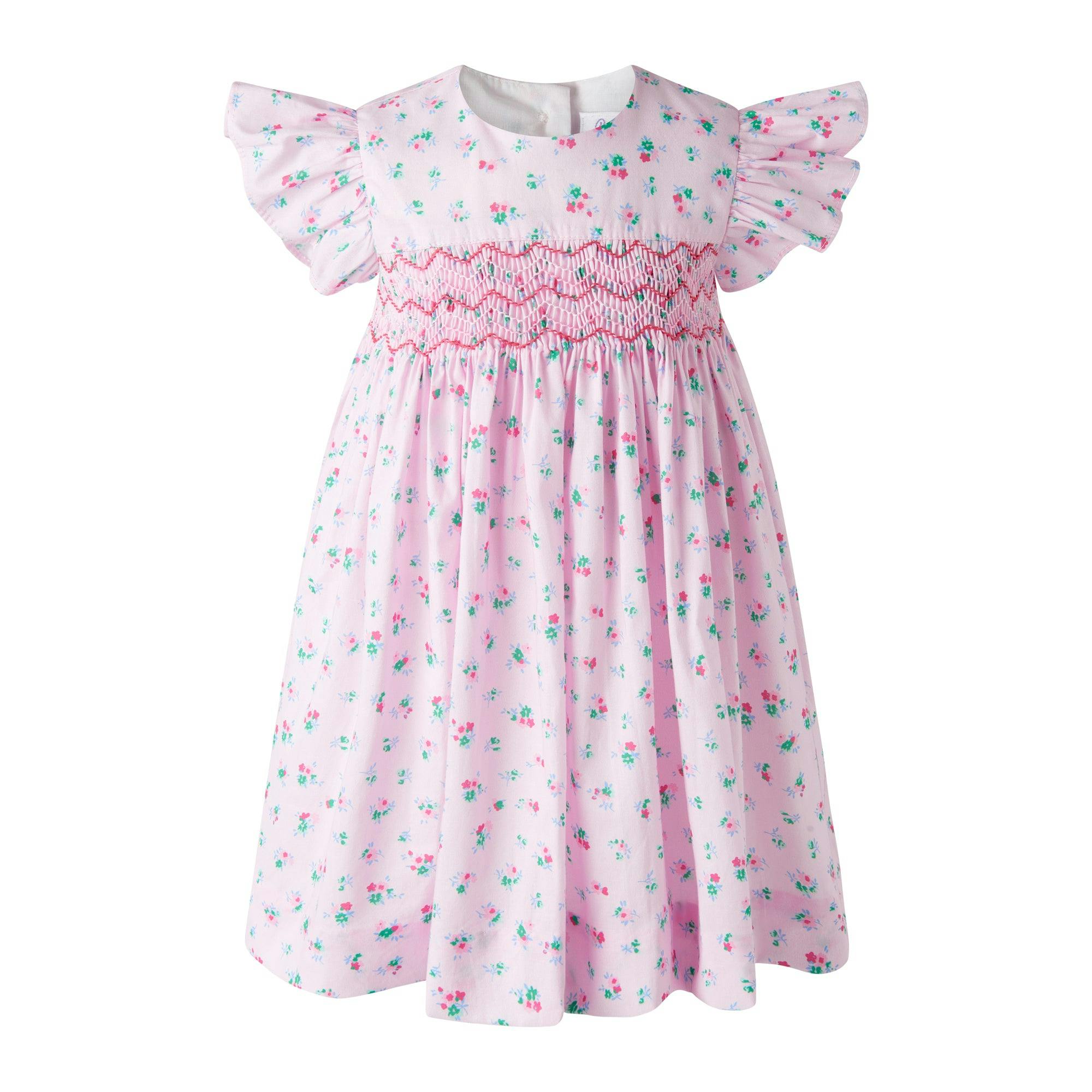 Flutter Sleeve Floral Smocked Dress and Bloomers