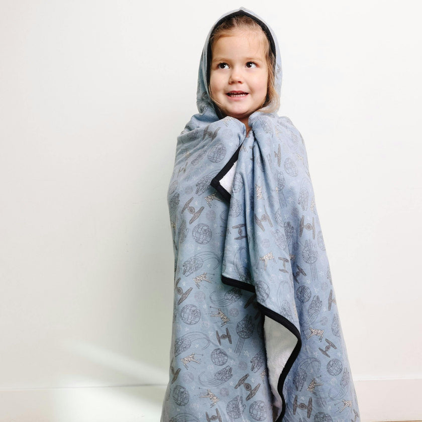 Premium Big Kid Hooded Towel - Starships