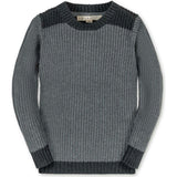 Organic Long Sleeve Shoulder Detail Crewneck Pullover Sweater, Grey