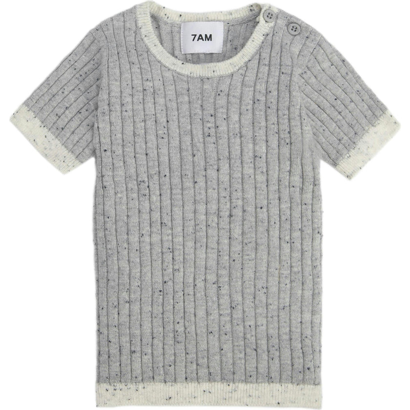 Ribbed Knit Short Sleeve Retro Top