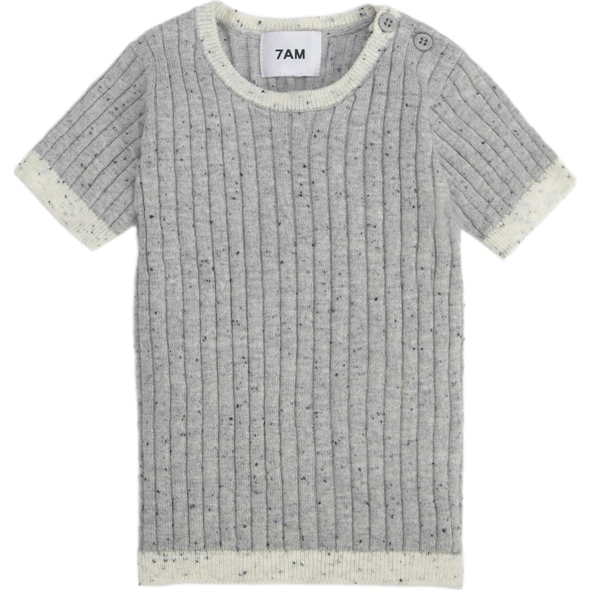 Ribbed Knit Short Sleeve Retro Top