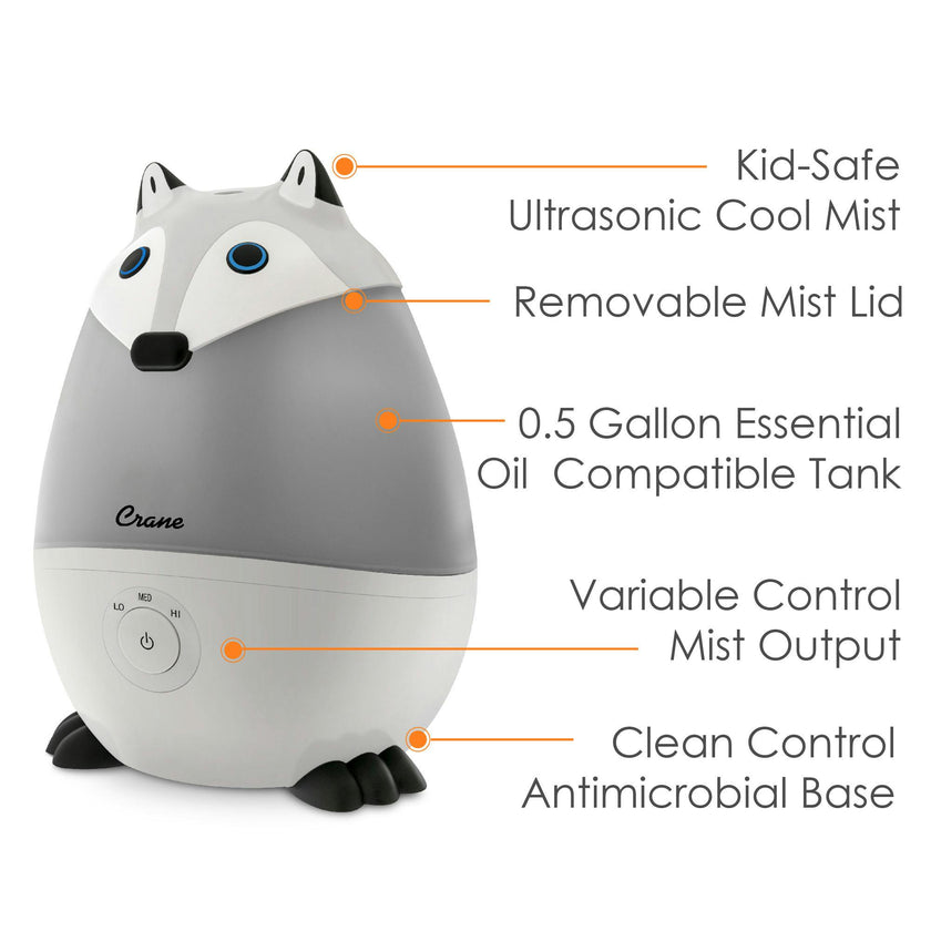 Crane .5 Gallon Mini Adorable Animal Shape Cool Mist Humidifier for Nursery