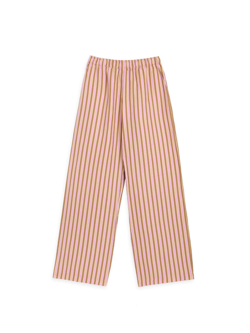 women's linen trousers - blush stripes