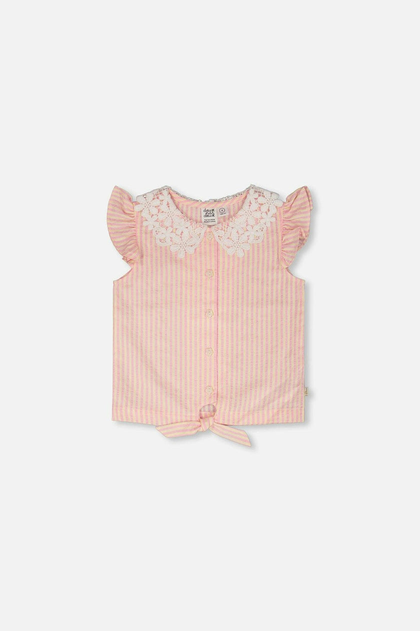 Sleeveless Shirt With Crochet Collar