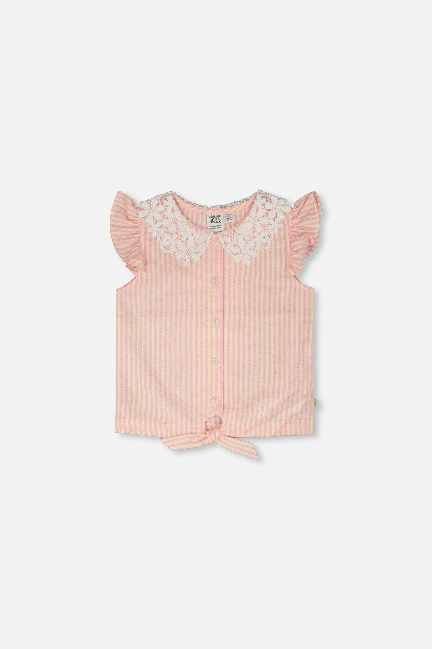Sleeveless Shirt With Crochet Collar