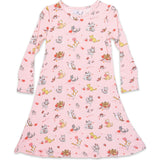 Valentines Kittens Bamboo Girls' Long Sleeve Dress
