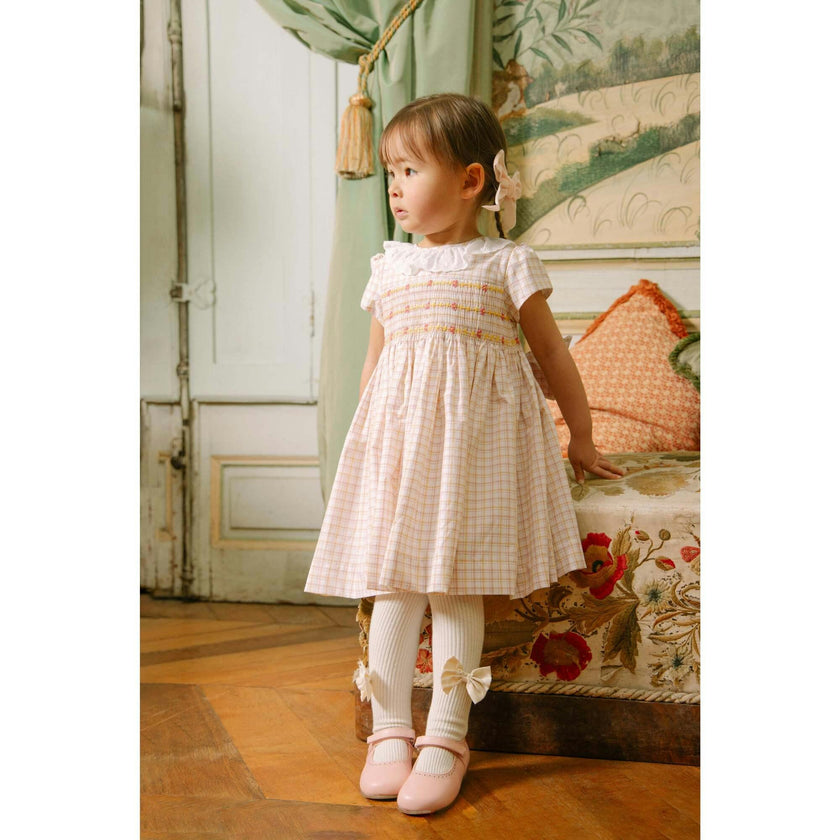 Zita Yellow Tartan Smocked Dress