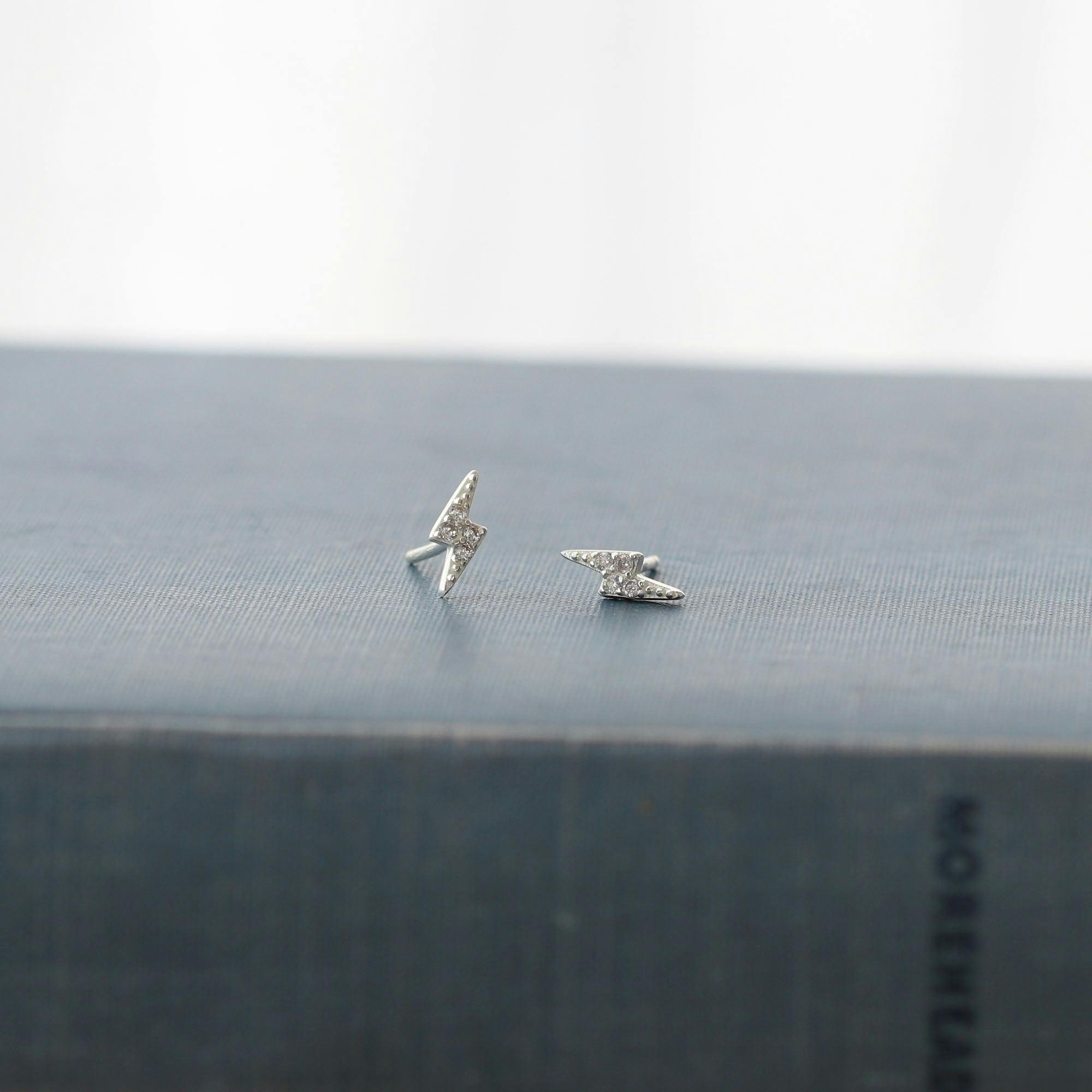 Lightning Bolt Crystal Stud Earrings