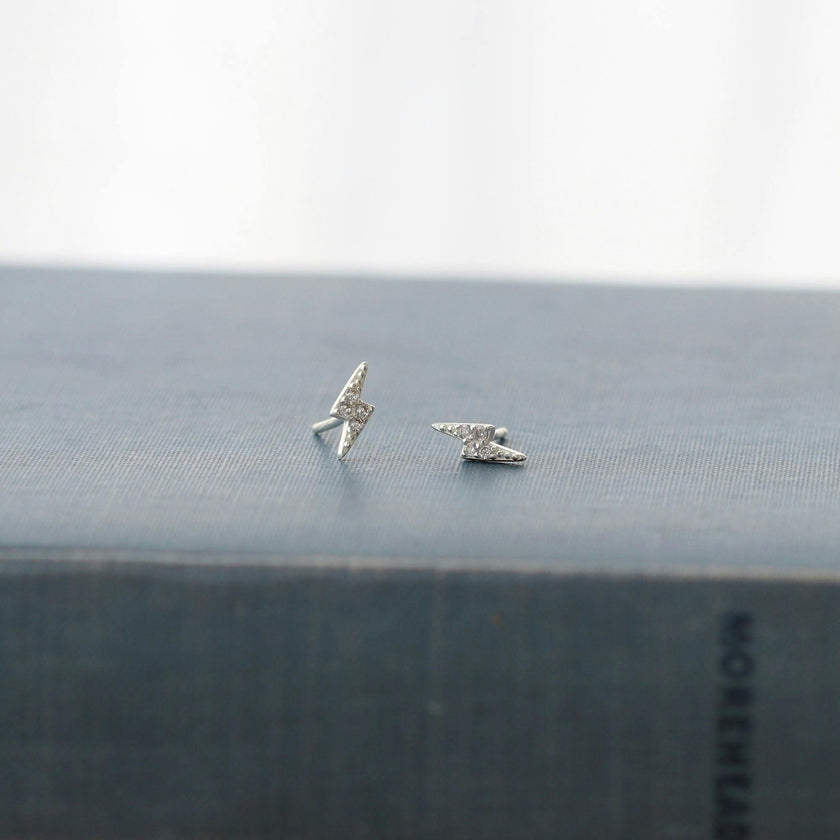 Lightning Bolt Crystal Stud Earrings