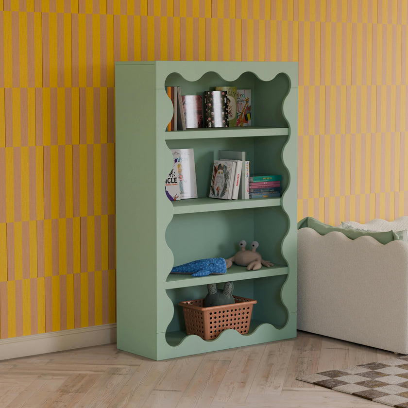 Lido Wave Bookcase in Light Sage