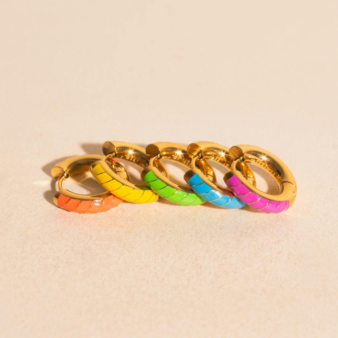 Neon Color Chunky Rounded Huggie Hoop Earrings