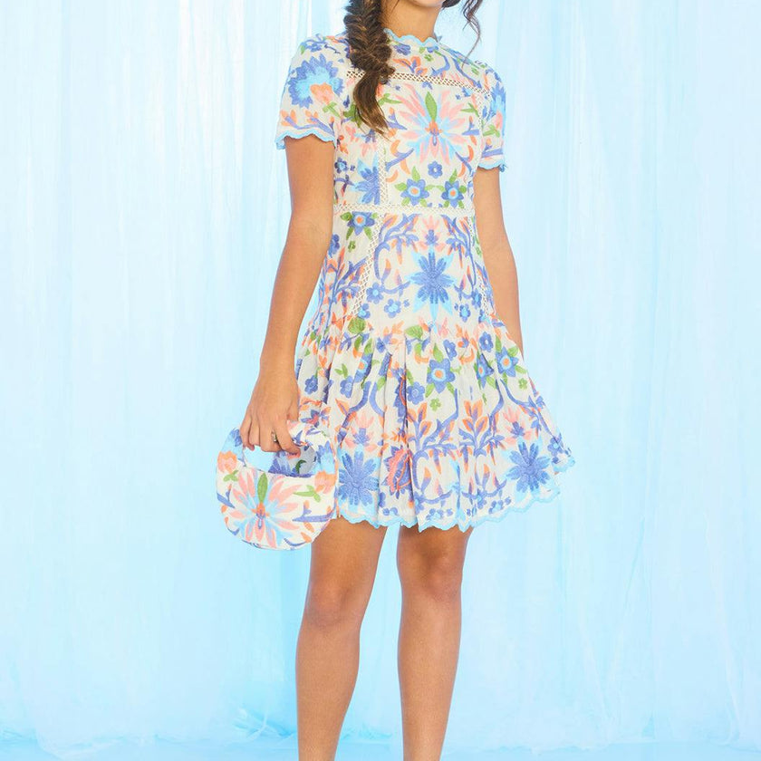 Sarah Embroidered Mini Dress