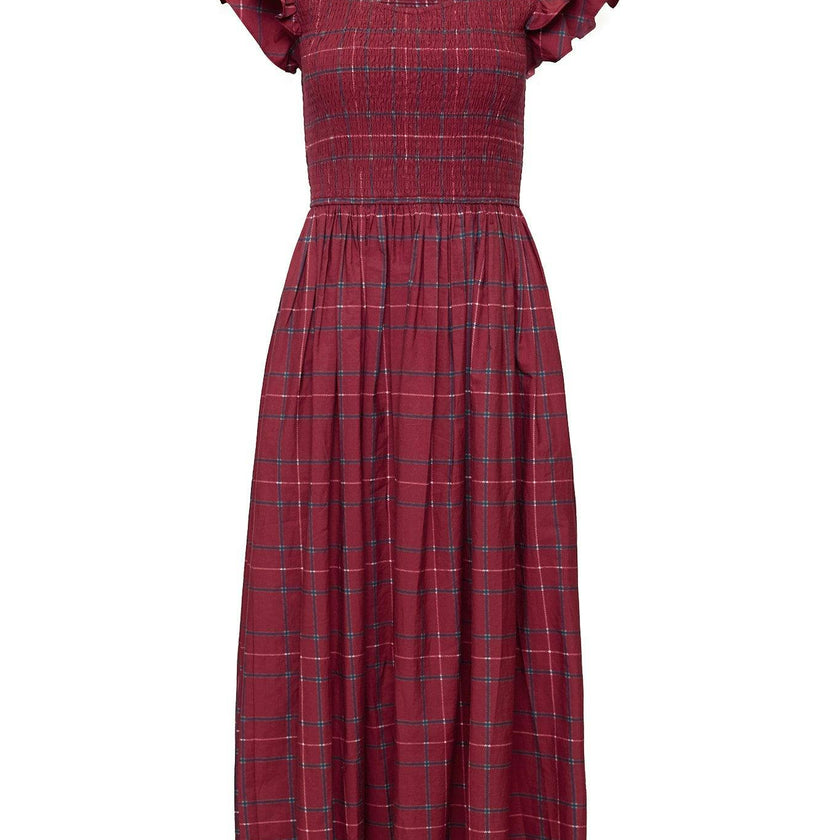 Hattie Dress in Burgundy Plaid