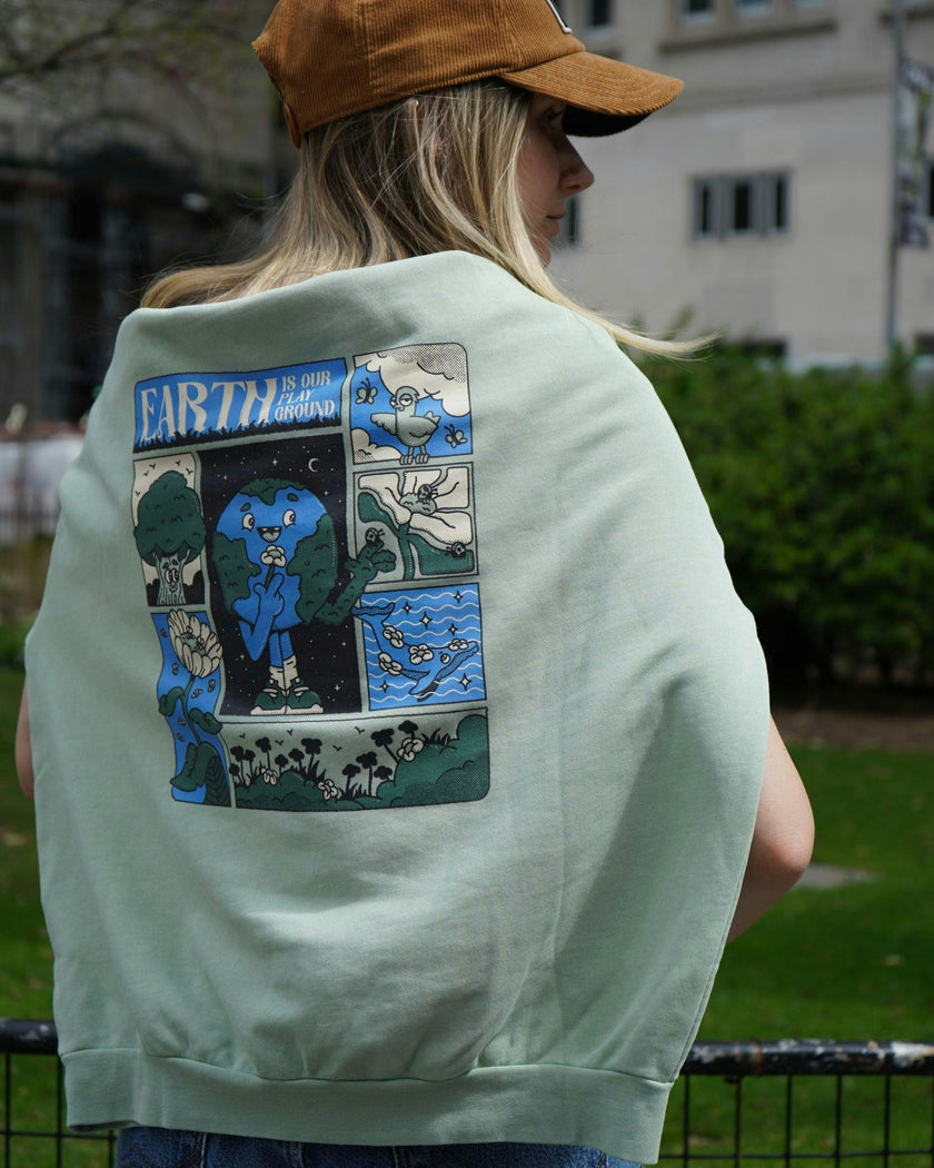 Adult Earth Day Natural Dye Pullover in Honeydew