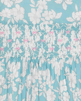 Molly Smocked Pinafore Dress in Teal Floral