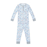 Hockey Two Piece Kids Henley Pajamas