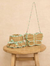 Lorna Murray x La Coqueta Sage Floral Stripe Flutterby Grass Bag