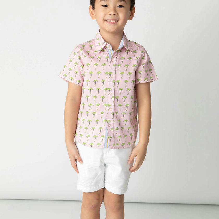 Pink Palms Shirt in Short Sleeves