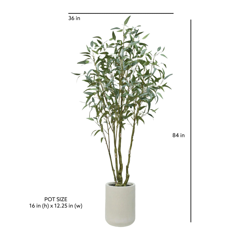 7' Artificial Willow Eucalyptus Tree with Artisan Planter
