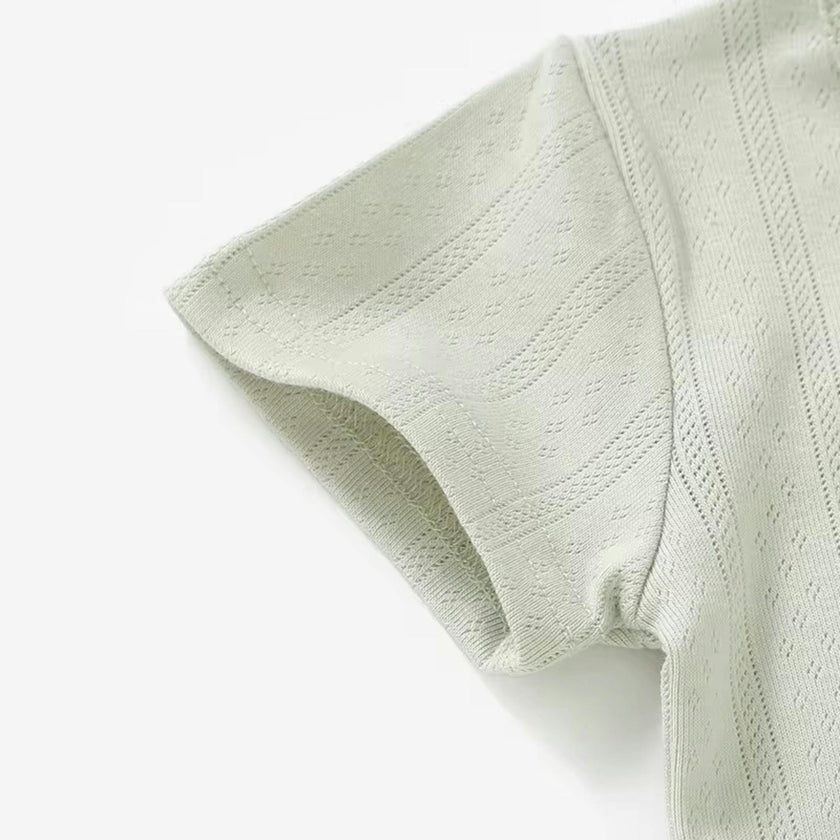 Organic Cotton Pointelle Long Sleeve Romper