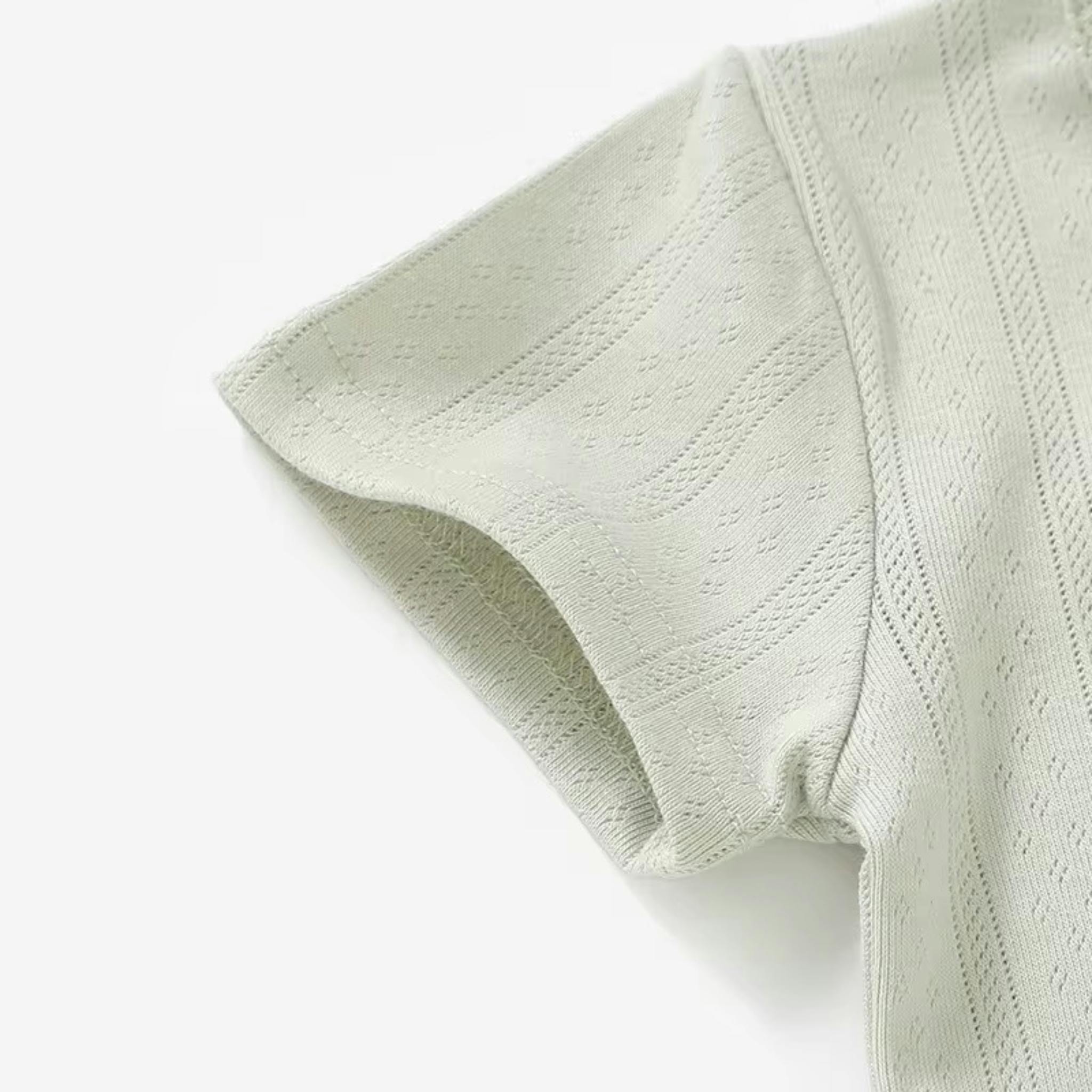 Organic Cotton Pointelle Long Sleeve Romper