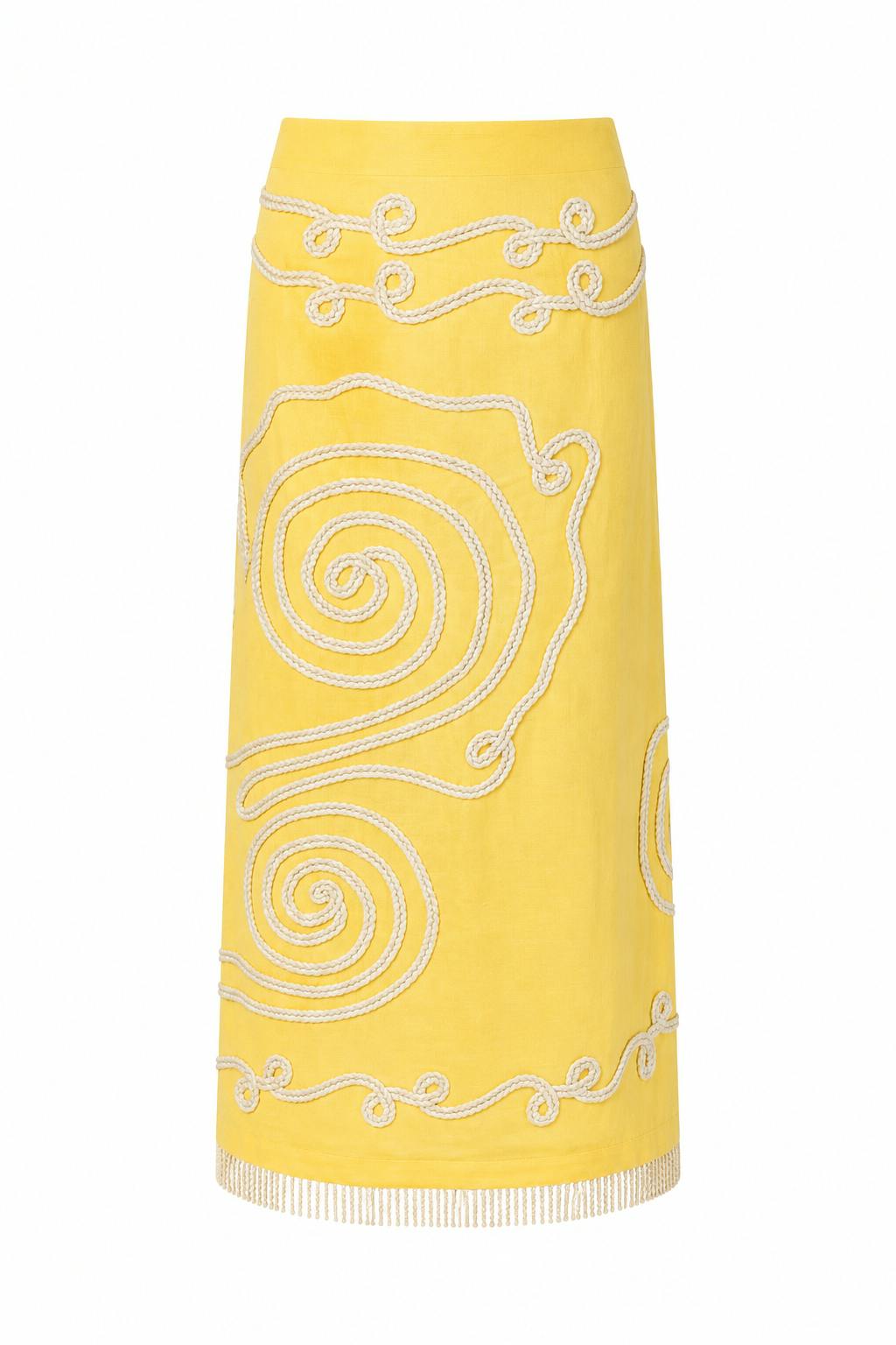 Dillon Sunshine Embroidery Midi Skirt