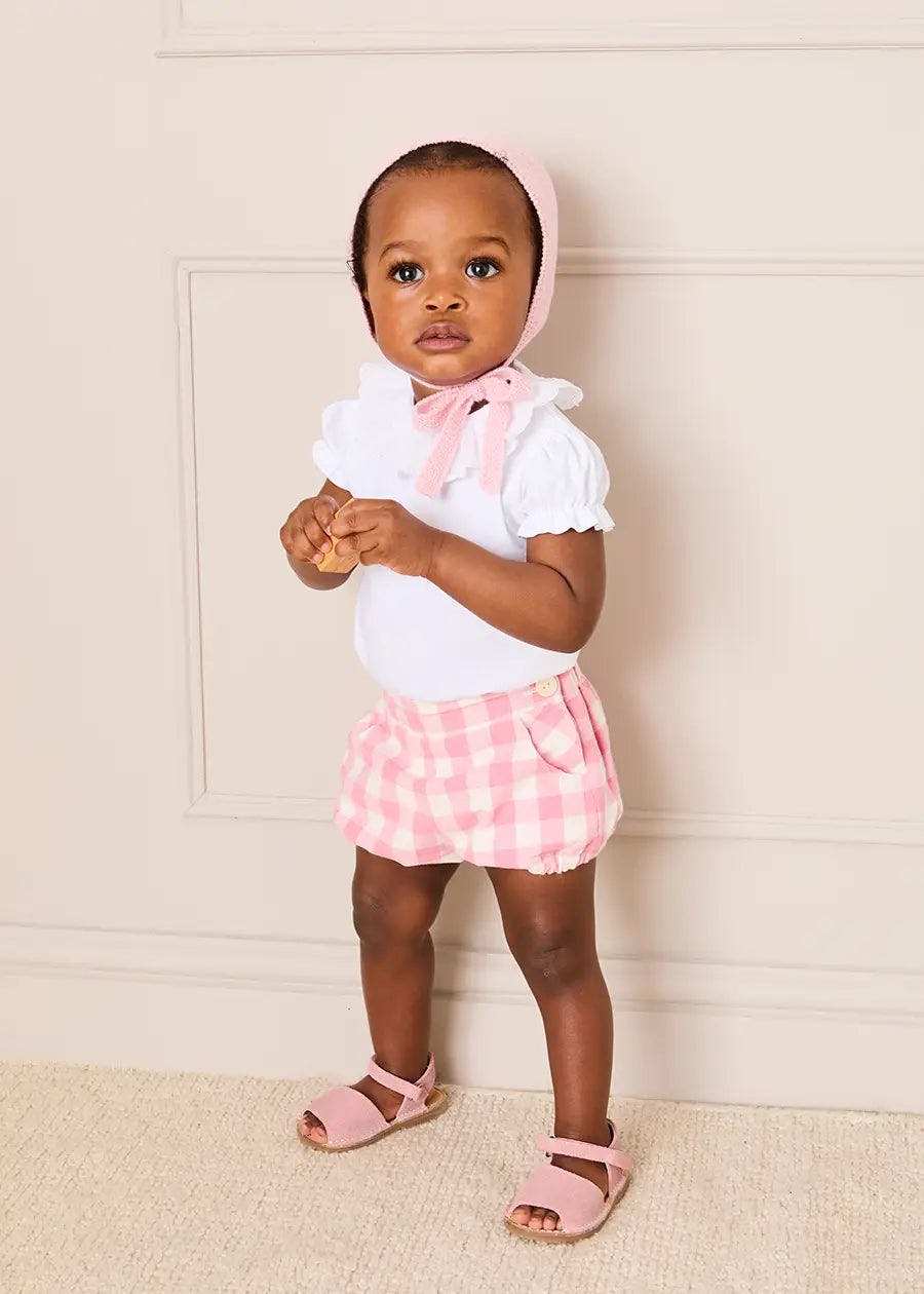 Catherine Gingham Button Detail Bloomers in Pink (3mths-2yrs)