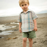 Cotton Seersucker Collar Short Sleeve Shirt