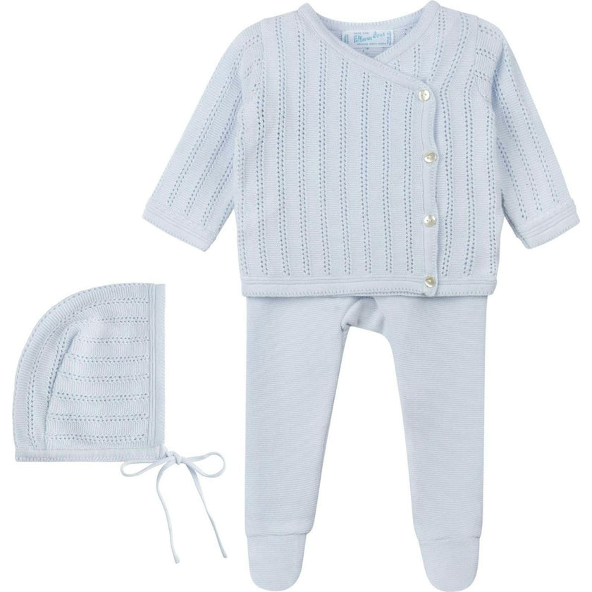 Pointelle Wrap Set with Hat Blue
