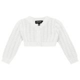 Knit Cropped Pointelle Button Front Cardigan