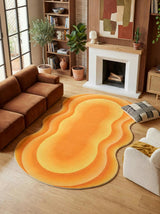 Orange Modern Abstract Wavy Area Rug by Juan Marquez